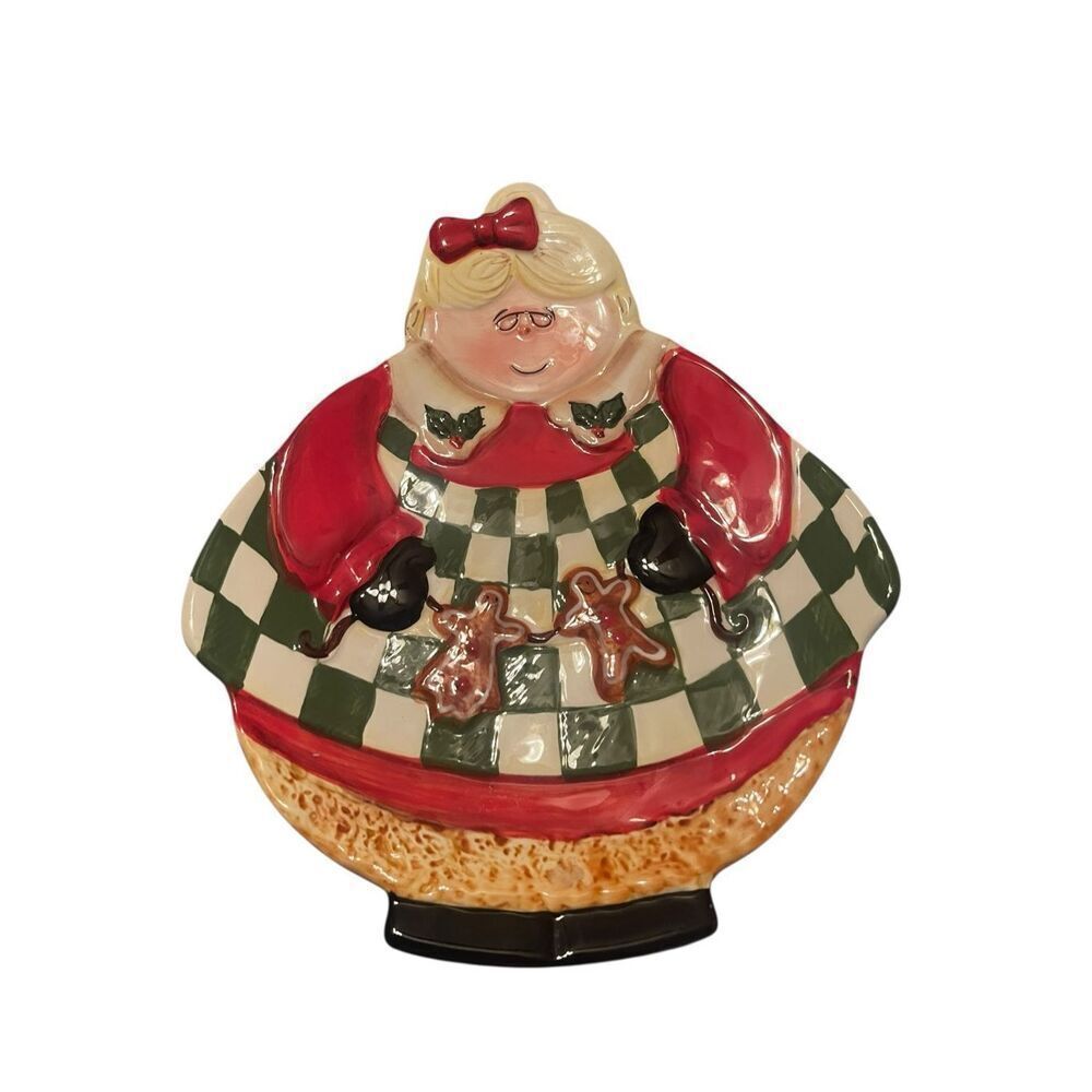 Certified International Becca Barton Mrs Claus Christmas Cookie Appetizer Plate